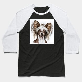 Chinese Crested Dog Portrait Watercolor Baseball T-Shirt